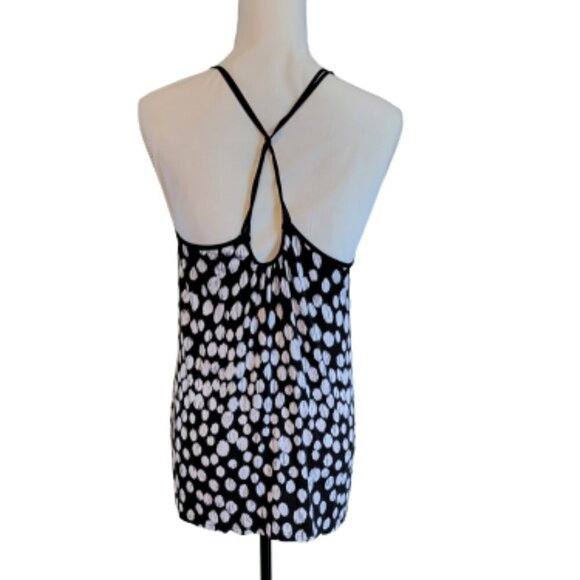 Guess Black & White Polka Dot Criss Cross Back Sleeveless Casual Top in Size M - Picture 3 of 5